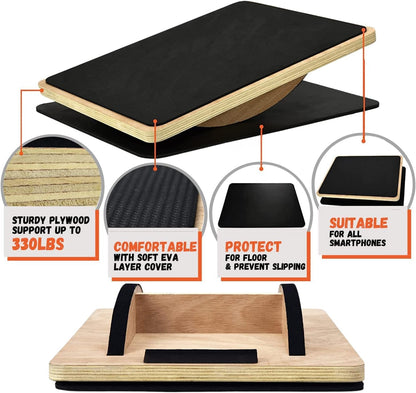 Professional Rocker Balance Board for Leg Workout | 17.5” Rocker Board, Rocker Wooden Balance Board for Balance & Exercises