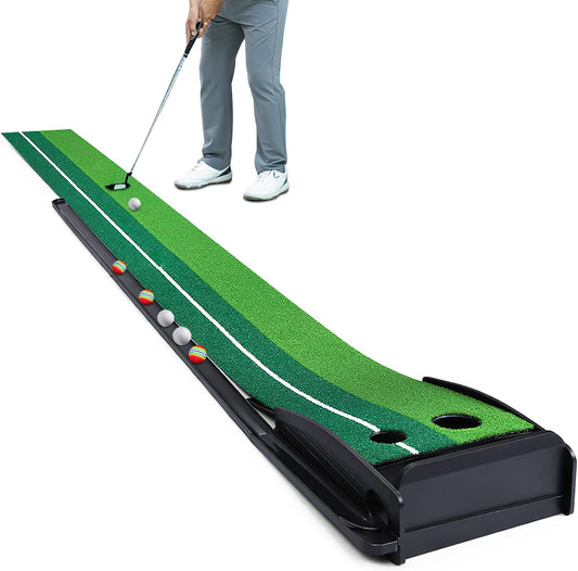 Putting Green Golf Putting Mat for Indoor, Putting Matt with Auto Ball Return, Mini Golf Set Golf Accessories for Men, Indoors Golf Matt for Home Office, Gifts for Golfer